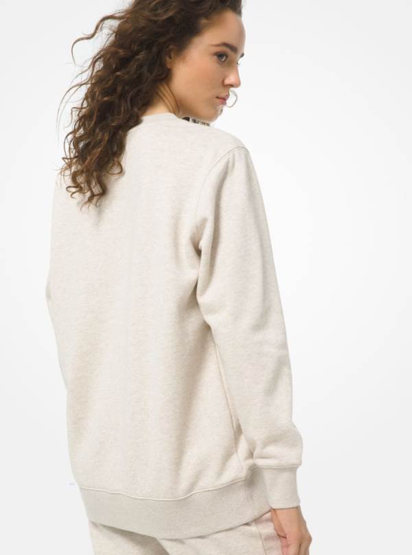 Damske Mikiny Michael Kors Logo Organic Cotton Blend Svetlo Hnedožltý - Oblecenie Michael Kors Vypredaj | PENTU-3697